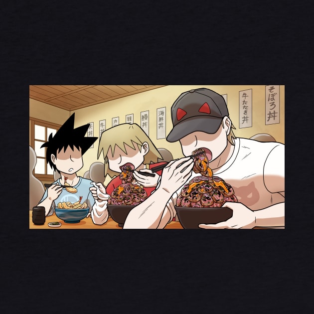 MH Trio Eating Donburi by norinoko